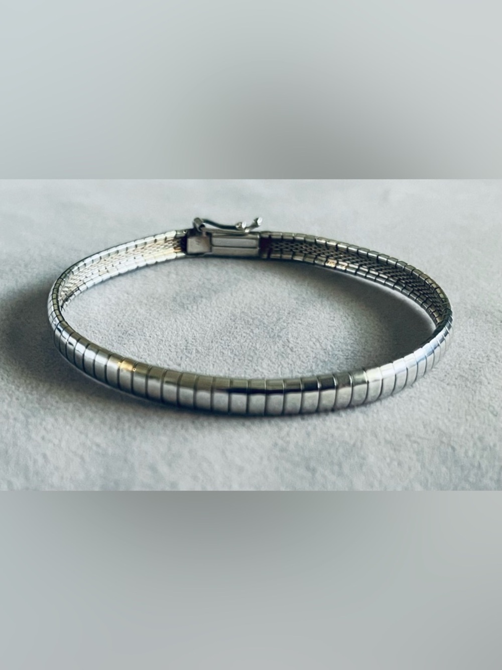 MILOR SILVER BRACELET OMEGA FLEX ITALY/SIGNED MMA 925 ITALY / 7” LONG VINTAGE